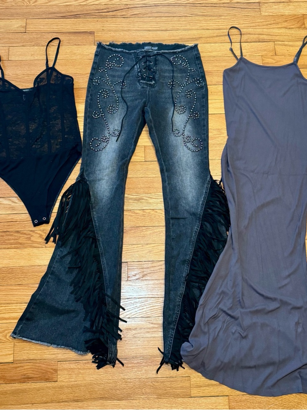 rockstar low rise fringe jeans (bundle/set)